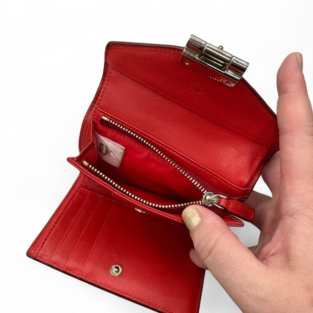 MCM Red Crocodile-Embossed Mini Wallet - Picture 2 of 9